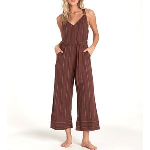 Burgundy Colored Striped Jumpsuit
